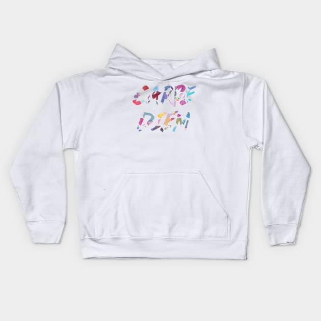 Carpe Diem Color Ink Kids Hoodie by ruifaria